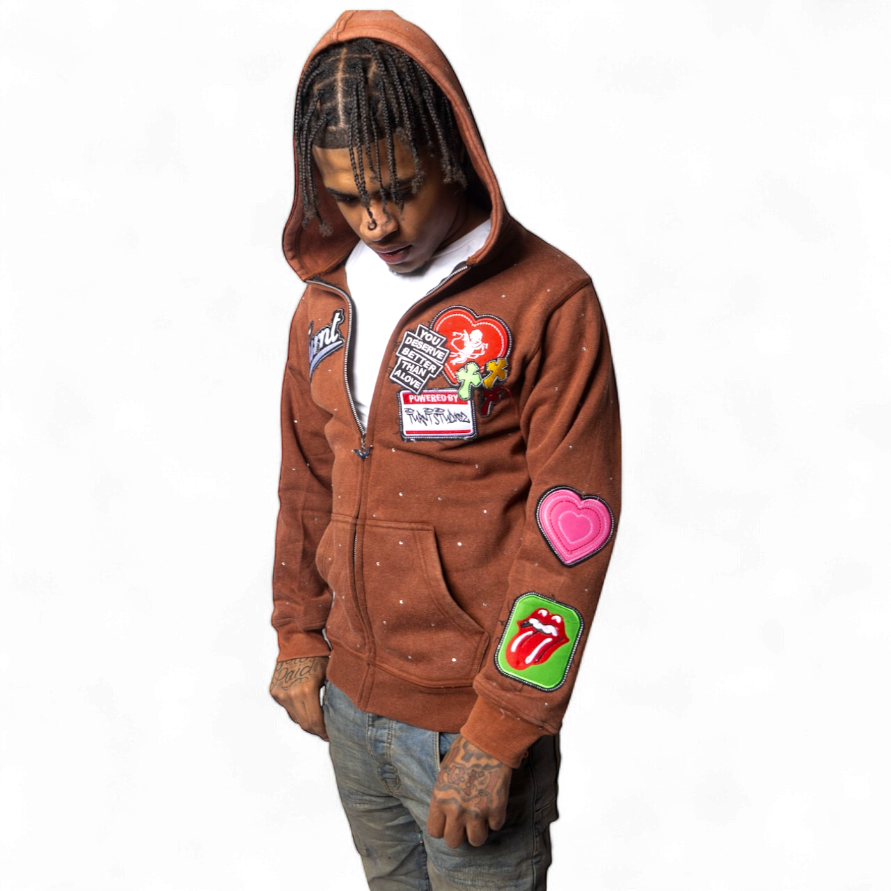 BROWN CHEX OVER SEX HOODIE